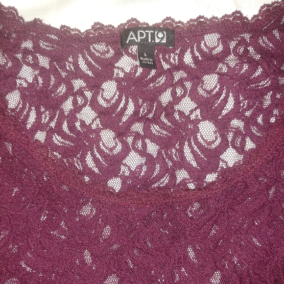 Apt 9 Lace Maroon Long Sleeve Shirt - Picture 3 of 3